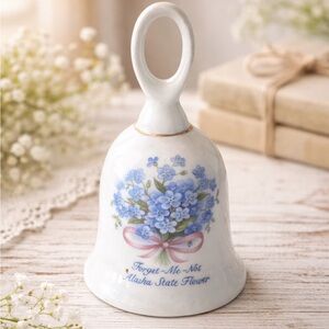Vintage Porcelain Bell – Forget-Me-Not Alaska State Flower